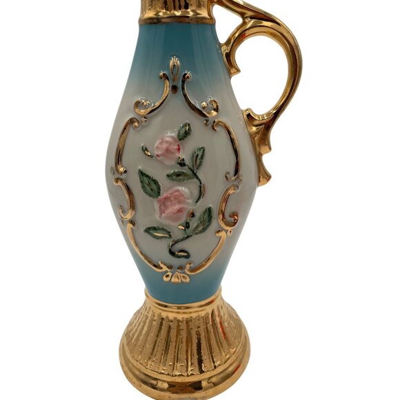 Vintage Jim Beam Gold & Blue Floral Decanter 18" 1963 Porcelain Collectible - Picture 2 of 13